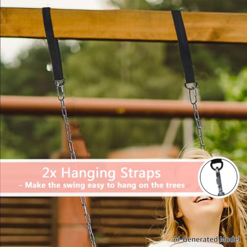 Swing Seat, 66" Heavy Duty Coated Iron Chain Sensory Swing, Therapy Swing Seat,Outdoor Playground Swing Set Accessories with Snap Hooks and Hanging Straps (Blue) - color: Blue