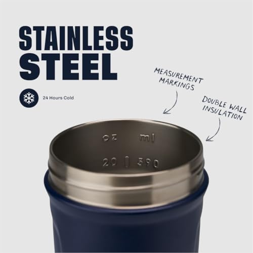 BlenderBottle Sport Flip Stainless Steel Shaker Bottle 24 oz Navy - color: Navy, size: 24 Ounces, style: Flip