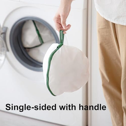 Round Reversible Laundry Net, 2-Size Mesh Laundry Bag Set, Fine Mesh Wash Bags for Delicates, Lingerie, Bras, Socks, White