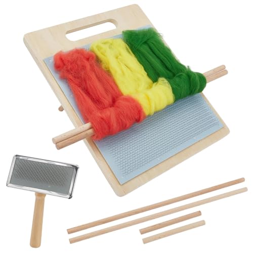 WEBEEDY Wool Blending Board Carding Brush Set with Wool Brush,Felt Ironing Pad,2 Wood Craft Sticks Wools Hand Carders for Organize Fibers Felt Needle Tools DIY Arts Crafts Project