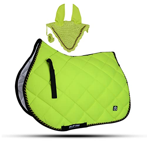 General Saddle Pads with Matching Fly Veil Set (Ship from USA) - color: F.Yellow, size: Pony