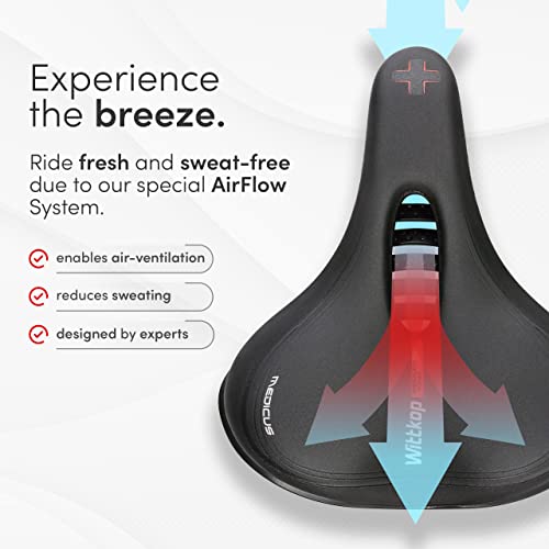 Wittkop Bike Seat I Bicycle Seat for Men and Women, Waterproof Bike Saddle with Innovative 5-Zone-Concept I Exercise Bike Seat for BMX, MTB & Road - style: City