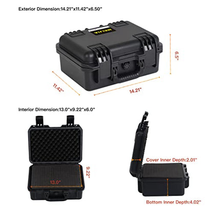 MEIJIA Premium Waterproof Hard Camera Case,Hard Case with customizable fit foam,Full Protection with Light&Convenient Design,Elegant Black (14.21"X11.42"X6.50") - size: 14.21"X11.42"X6.50"