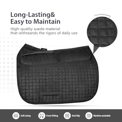 Harrison Howard Diamond Quilted Dressage Saddle Pad Adjustable with 4 Pockets and Foam Inserts with Differentiated Thickness Horse Riding Pad with Added Cushioning and Comfort