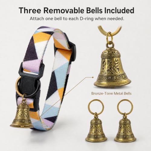 3 Pack Adjustable Goat Collars with Bells, Colorful Patterns - color: B