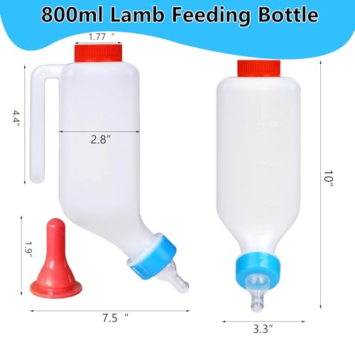 2pcs 800ml Lamb Feeding Bottle Thickened Goat Feeder Bottles Hang Upside Down Livestock Milk Bottle with Measurements Fawns Nursing Bottles for Goat Lamb Fawns Nigerian Dwarf Doeling