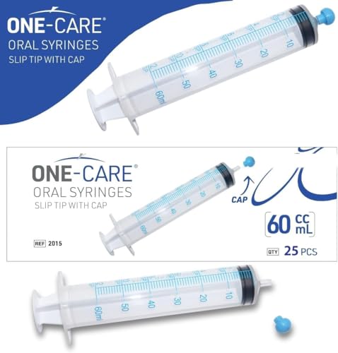 ONE-CARE Oral Syringe, 60 mL, Slip Tip, with Cap, 25 Count - size: 60ml
