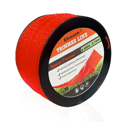 Weed Eater String, Orange Square Twisted Trimmer Line, 0.105-Inch Diameter Premium Commercial Weed Wacker String Spool Replacement (732-Feet, 3lbs) - size: 732FT x .105 in