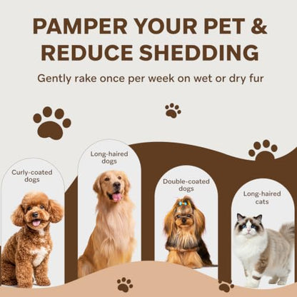 Undercoat Rake for Dogs - Professional Pet Shedding Dematting Comb with Wood Handle, Stainless Steel Blades for Pet Cats Dogs Matted Hair Tangles Removing - style: 2 Sides Dematting Comb