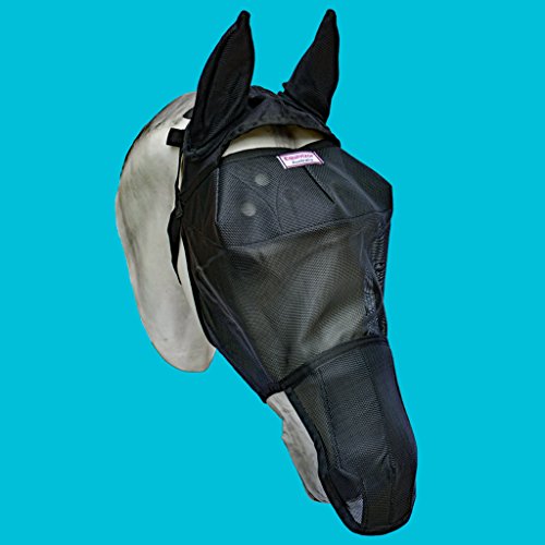 EquiVizor 95% UV Eye Protection (Full) Horse Fly Mask with Ears/Nose. Helps with Uveitis, Corneal Ulcer, Light Sensitive. Designed to Stay On Your Horse, Off The Ground. - size: FULL