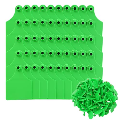 Blank Cattle Ear Tags 100PCS TPU Oversize 4.1x3 Inch Livestock Tags - style: Green