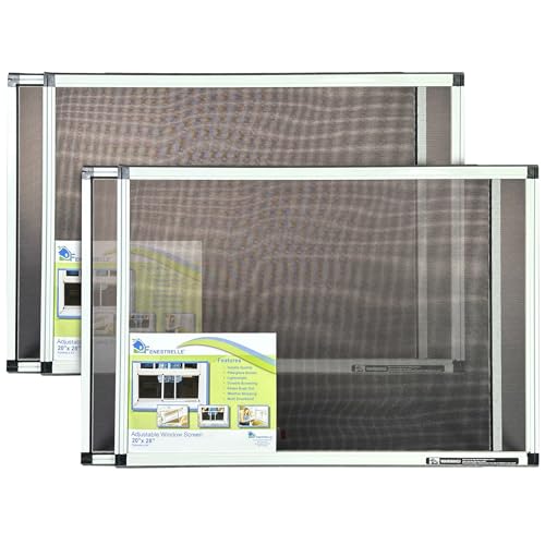 Fenestrelle Expandable Window Screen – 20″ H × 28″–54″ W Horizontal, 2‑Way Adjustable Window Screen with Flame Resistant Fiberglass Mesh, Pack of 2 - size: Large (20" H x 28"-54" W)