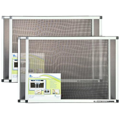 Fenestrelle Expandable Window Screen – 20″ H × 28″–54″ W Horizontal, 2‑Way Adjustable Window Screen with Flame Resistant Fiberglass Mesh, Pack of 2 - size: Large (20" H x 28"-54" W)