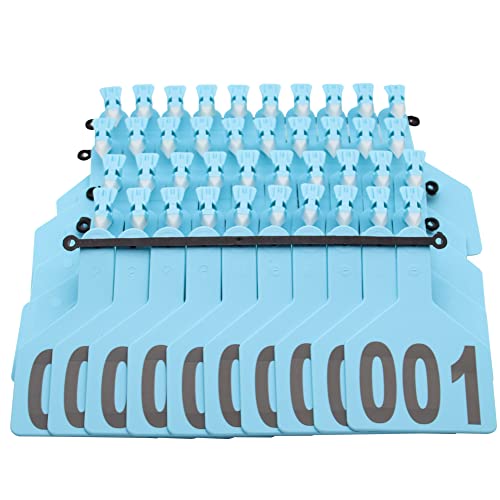 One-Piece Cattle Ear Tags 051-100 Number TPU Large Size Animal Identification Tags Cattle Livestock Ear Tags for Cows Hogs Sheep Tagging Farm Animal Supply (051-100, Blue) - color: Blue