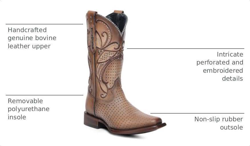 Cuadra Rodeo Western Boot Women Honey Leather Square Toe - size: 7.5