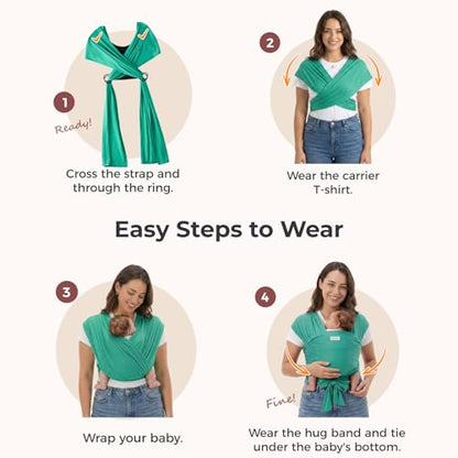 Momcozy Baby Wrap Carrier, Easy-On 2-Piece Design, Air Mesh Cooling - color: Air Mesh-Lake Green