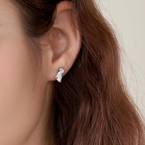 Cat Dinosaur Dragon Horse Stud Earrings for Women,Animal Wolf Sloth Fox LLama Butterfly Earrings Gifts Jewelry - color: Stud Dog