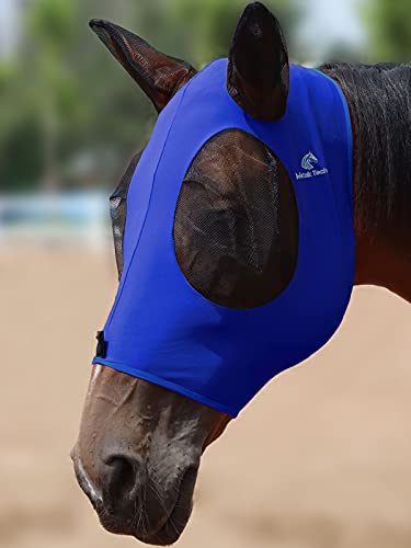 Mask Tech 5 Pieces Horse Fly Masks with Ears, Stretchy Elastic Mesh Fly Masks, 3D Eye Clearance, UV Protection-Large,Combo 16 - color: Combo 16, size: Large