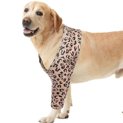 Dog Leg Wound Cover Bandages, Keep Wounds Clean After Surgery - color: Brown Leopard Print, size: L
