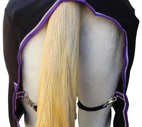 Challenger Horse Soft Fleece Cooler Exercise Blanket Show Sheet Wicks Moisture 4391 - color: Black / Purple-White Trim, size: 70 inches