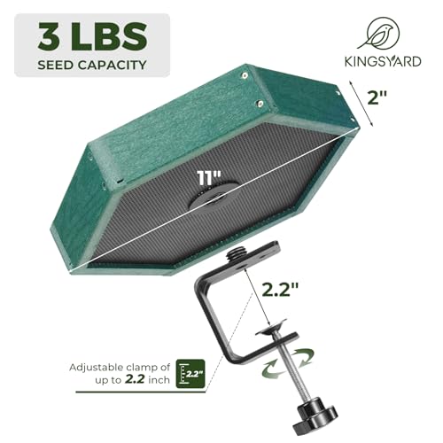 Kingsyard Clamp-On Deck Bird Feeder for Balcony Railings, No Drill - color: Green