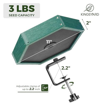 Kingsyard Clamp-On Deck Bird Feeder for Balcony Railings, No Drill - color: Green
