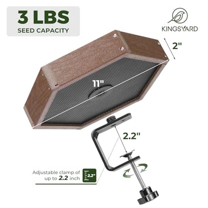 Kingsyard Clamp-On Deck Bird Feeder for Balcony Railings, No Drill - color: Brown