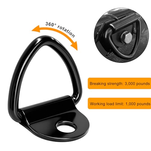 4 PCS V Ring Tie Down Anchors, 2" Diameter Heavy Duty Steel Cargo Lashing V Ring, Universal Bolt On Fasteners Mount Hooks for Trailers Trucks Boats, Car Accessories - color: 4 PCS