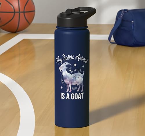 My Spirit Animal Is A Coat Cute Coat Pygmy Goat Farmer Stainless Steel Insulated Water Bottle - color: Navy Blue