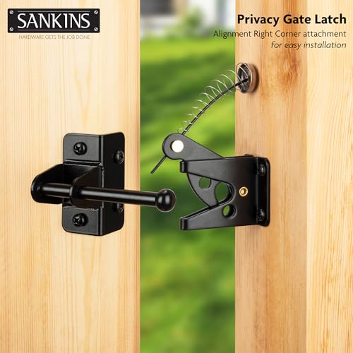 4" Self-Locking Gate Latch for Wooden Fence with Cable Pull, 2pcs | Automatic heavy duty fence latch, gravity gate latch for metal gates, secure pool garden shed, black, with spring cable pull - size: Upgrade