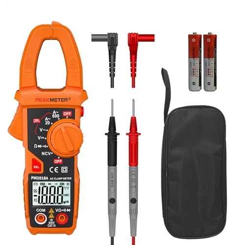 Clamp Meter Auto-Ranging Multimeter AC Current 600 A, AC/DC Voltage | Digital Amp Voltage Tester 2000 Counts AC Current, AC/DC Voltage, Resistance, NCV, LPF, Diodes, Continuity and Backlight