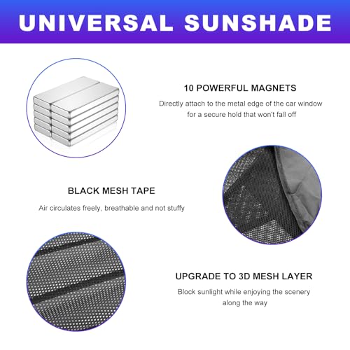 2 PCS Car Window Shades, Half Blackout & Half See Through Magnetic Auto Front Side Window Sunshade, Breathable Mesh Screen Front Windows Sun Protection Cover for Car Truck SUV - color: Front Window