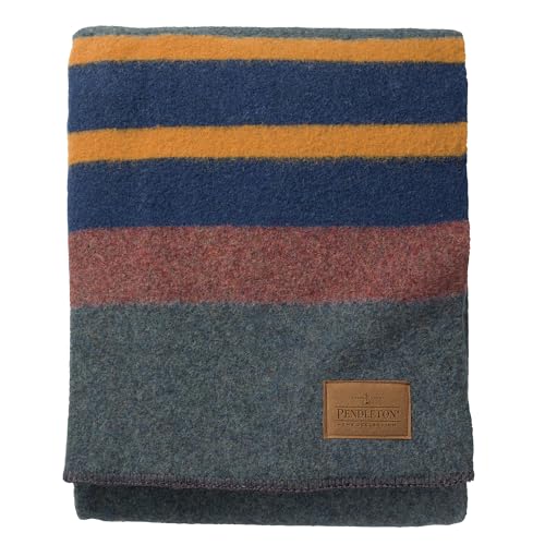 Pendleton Yakima Camp Blanket Full Queen 90" x 90" - Wool Cotton - color: Lake, size: Queen