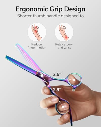 ULG Hair Thinning Scissors Professional Barber’s Texturizing Teeth Shears for Hairdressing, Salon and Home Use Thinning Shears for Hair Cutting, Made of Japanese Stainless Steel, 6.5 inch - color: Rainbow
