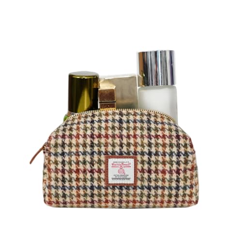 TAILORMAP Harris Tweed Wool Cosmetic Bag, Large Capacity Scottish Tartan Handmade Makeup Organizer, Stain-Resistant Travel Toiletry Pouch for Women （No.614） - color: No.614