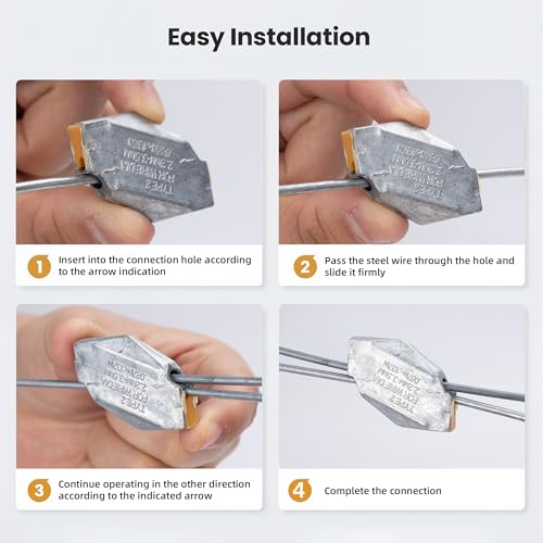 Medium Wire Joiner 15pcs, Wire Tensioner Works with 2.2-3.5mm Wire, Fence Tools, Wire Tensioning Tool