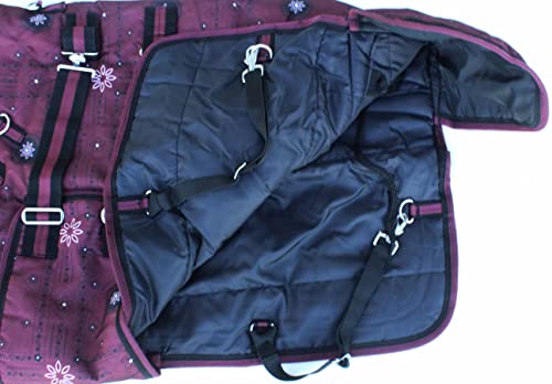 CHALLENGER 1200D Miniature Weanling Donkey Pony Horse Foal Winter Blanket - color: Burgundy Snowflake, size: 52 inches