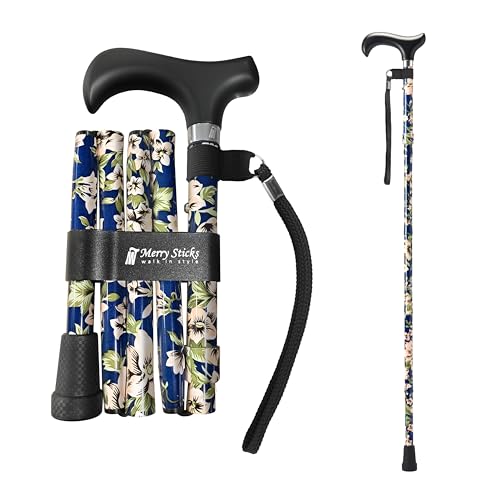 Merry Sticks Foldable Walking Cane for Women Men, Adjustable, Tahiti Blue - color: Tahiti Blue, size: Classic Grip