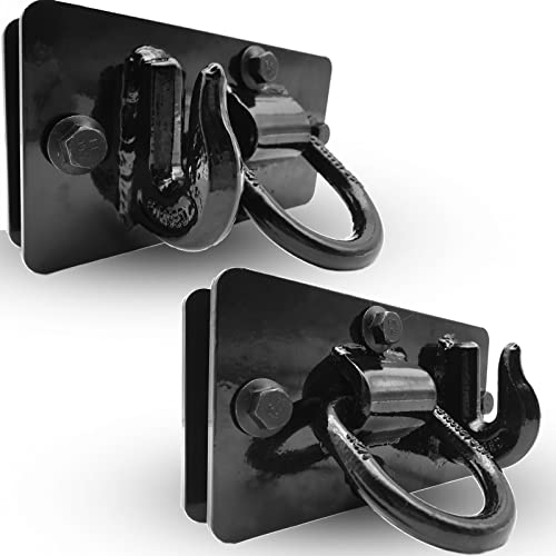 Tractor Bucket Hooks with Tie Down Ring 3/8" forged grab hooks G70 and 1/2" Forged D rings G70 Mount with Backet Plate 1/2" Grade 10.9 Bolts and Nut Work Well for RV UTV Truck MBS 15,000 lbs Black - color: Black