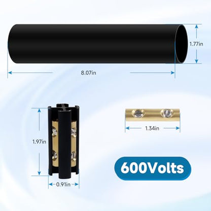 Underground Wire Splice Kit Suit for 14/3 to 8/3 Direct Burial UF Electrical Cable - 600V Max with Heat Shrink Tube and Connector, 5 Set
