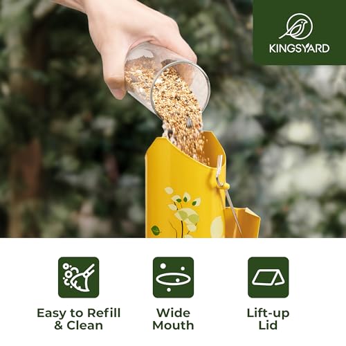 Kingsyard Metal Bird Feeders for Outdoors Hanging, Tube Bird Feeder - color: Yellow