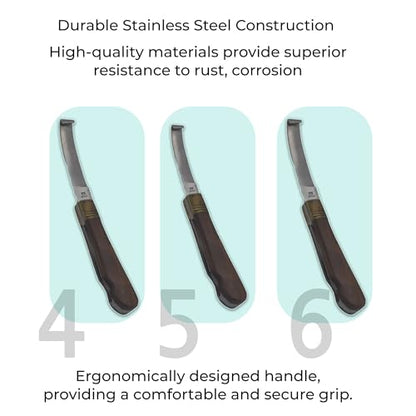 Professional Hoof Knife and Claws Interchangeable Stainless Steel Kit – Hoof Trimming & Cleaning Tools with Ergonomic Handle for Horses, Cattle, Livestock Animal – Set of 6 with Zipper Case