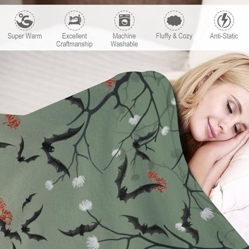 Bat Flowers Fleece Throw Blanket for Couch Adults Teens 40" X 50" - color: Bat Flowers, size: 40x50 inch