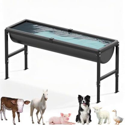 Livestock Water Trough 12 Gallon | Animal Waterer with Adjustable Stand, Easy to Assemble and Carry, Feeding Goat, Sheep, Horse, Dog in Farm - size: 1 PC