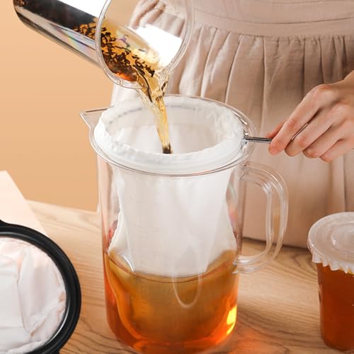 3Pcs Ultra Fine Mesh Strainer Bags, Fine Mesh Strainer with Handle, Reusable Cheesecloth Strainer for Coffee, Nut Milk, Butter, Wine, Juices (Small Size)