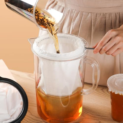 3Pcs Ultra Fine Mesh Strainer Bags, Fine Mesh Strainer with Handle, Reusable Cheesecloth Strainer for Coffee, Nut Milk, Butter, Wine, Juices (Small Size)