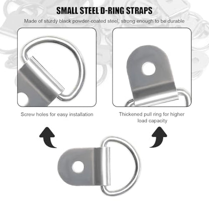 20PCS Small Steel D-Ring Tie Downs, Heavy Duty D Ring Tie Downs Strap Anchor Lashing Rings, Steel Tie-Down Hooks for Loads on Case Truck Cargo Trailers RV Boats, Car Accessories (Silver) - color: Silver, 20pcs