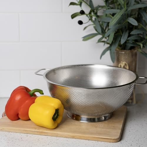 Fox Run Stainless Steel Colander, Large 5 Quart Kitchen Pasta Strainer - size: 5 Quart Large