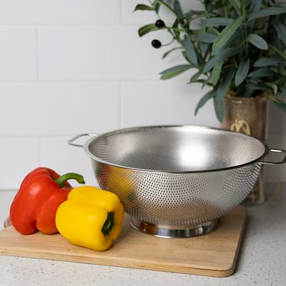 Fox Run Stainless Steel Colander, Large 5 Quart Kitchen Pasta Strainer - size: 5 Quart Large