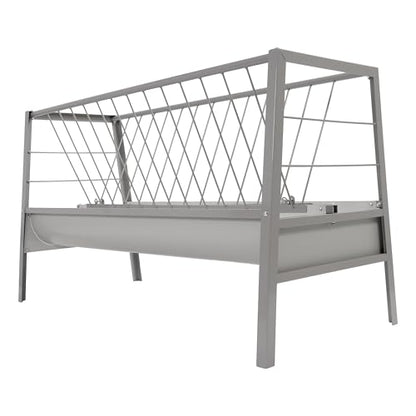 HECASA Livestock 2-in-1 Hay & Grain Feeder Storage and Dispensing Feed Pan | 55 Gallon Capacity Livestock Hay Feeders for Goats, Sheep, Horses Steel Powder Coated Silvery - size: Silvery